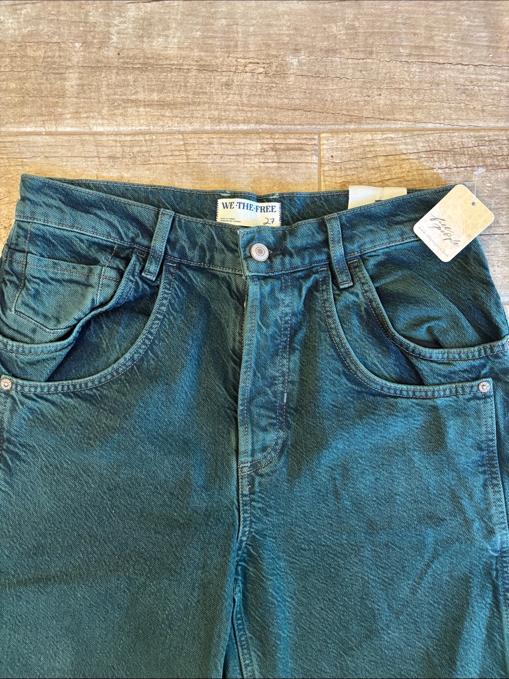 Free People We The Free Final Countdown Cuffed Jeans in Luke Green- NWT - Picture 2 of 4